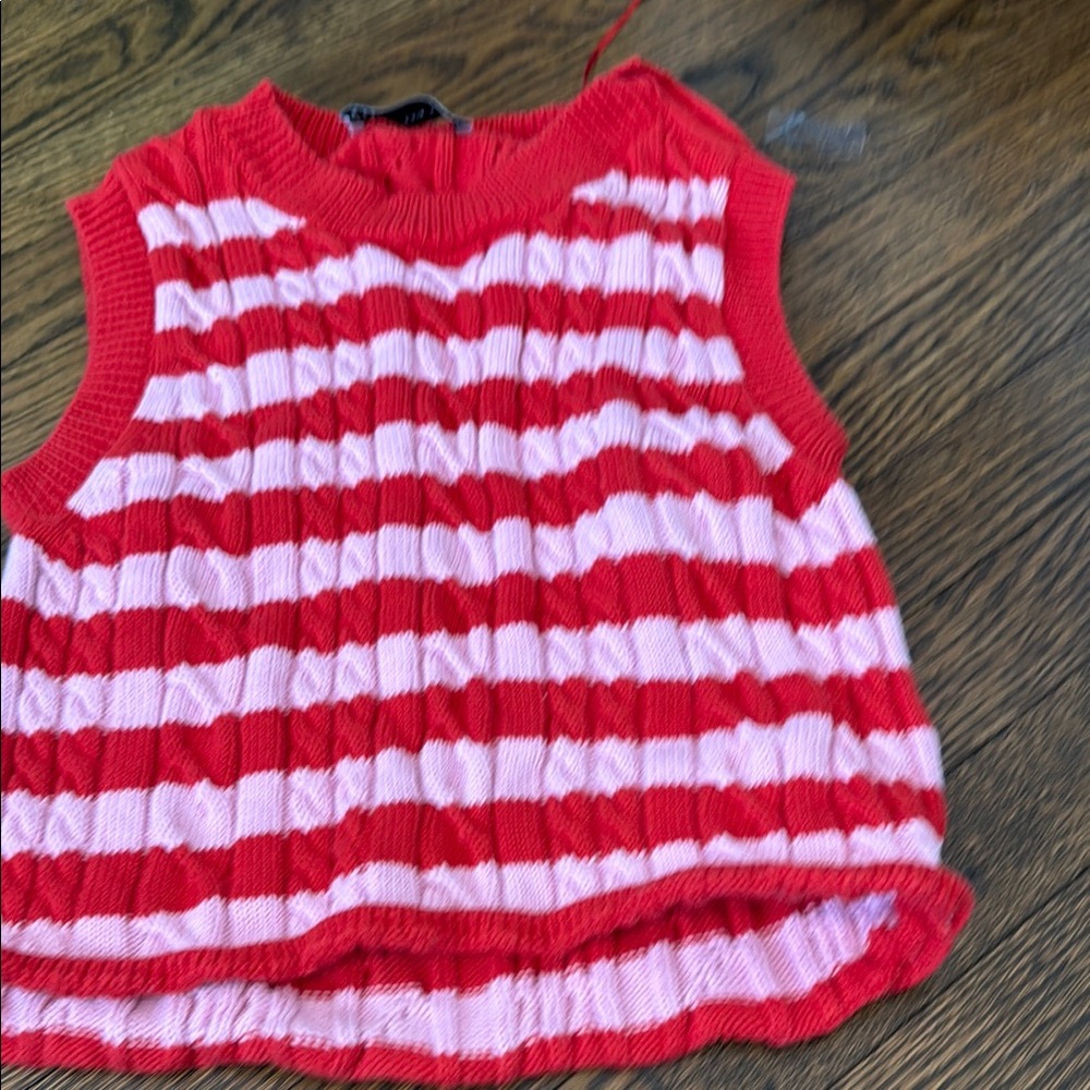 Red and White Striped Kids Sleeveless Top